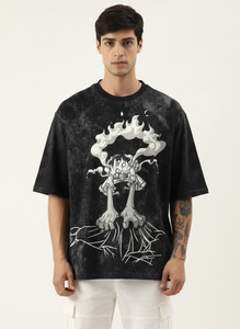 LazyGreg Graphic Print Men Round Neck Black T-Shirt