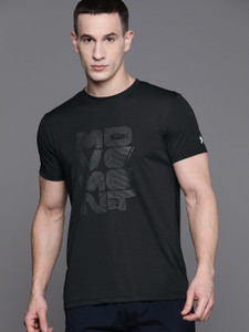 HRX by Hrithik Roshan Typography Men Round Neck Black T-Shirt