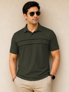 VeBNoR Solid Men Polo Neck Green T-Shirt
