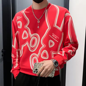 Lieo Trend Printed Men Round Neck Red T-Shirt