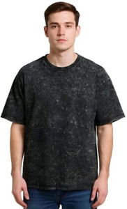 BEEFITS Washed/Ombre Men Round Neck Black T-Shirt