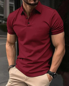 PATOIS Self Design Men Polo Neck Maroon T-Shirt