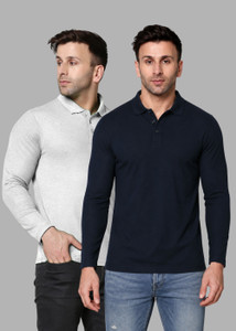 INKKR Solid Men Polo Neck Multicolor T-Shirt