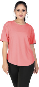 MYo2 Solid Women Round Neck Red T-Shirt