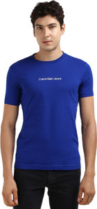 Calvin Klein Solid Men Crew Neck Blue T-Shirt