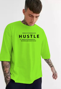 Yobdel Printed Men Round Neck Light Green T-Shirt