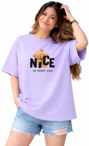 Wellvery Printed Women Round Neck Purple T-Shirt