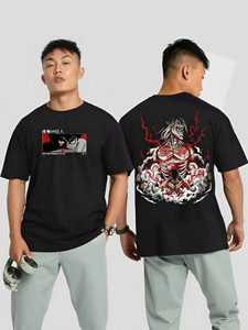 RED CLOVER Printed, Typography Men Round Neck Black T-Shirt