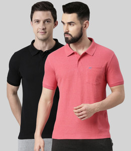 Force NXT Solid Men Polo Neck Multicolor T-Shirt