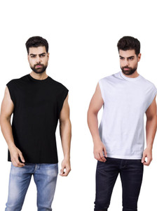 I&D Solid Men Round Neck Multicolor T-Shirt