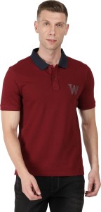 Wrangler Solid Men Polo Neck Red T-Shirt
