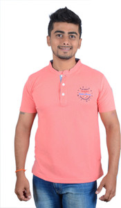 CottonAvenue Solid Men Turtle Neck Multicolor T-Shirt