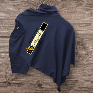 मैगनीटो पुरुषों के लिए गोल गला प्रिंटेड गहरा नीला टी-शर्ट