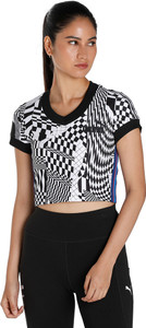 PUMA Solid Women V Neck White T-Shirt