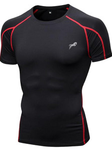 Just Rider Solid Sporty Men Round Neck Black T-Shirt - Image 5