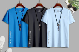 SUPERSQUAD Printed Men Round Neck Blue, Black, Light Blue T-Shirt