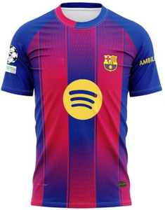 BARCELONA JERSEY Printed Men Round Neck Multicolor T-Shirt Buy