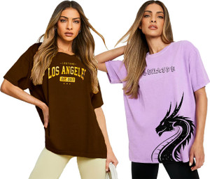Leotude Printed Women Round Neck Multicolor T-Shirt