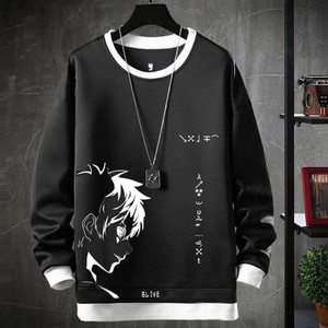 BLIVE Printed Men Round Neck Black, White T-Shirt