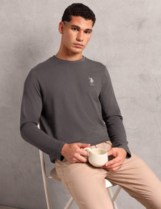 U.S. POLO ASSN. Solid Men Crew Neck Grey T-Shirt