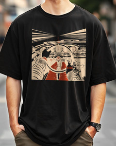 AUSK Graphic Print Men Round Neck Black T-Shirt