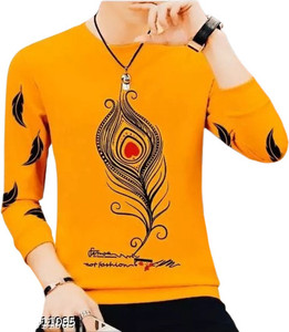 BG ONLINE Printed Men Round Neck Yellow T-Shirt