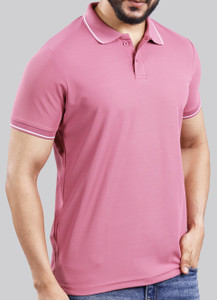 SUPERSQUAD Solid Men Polo Neck Pink T-Shirt