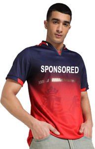 UNIQ Printed Men V Neck Red T-Shirt