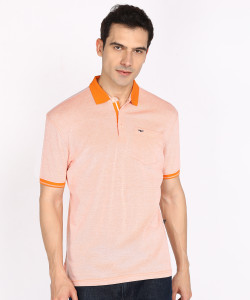 PARK AVENUE Solid Men Polo Neck Orange T-Shirt