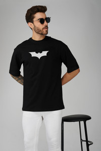 ALMUDA Printed Men Round Neck Black T-Shirt