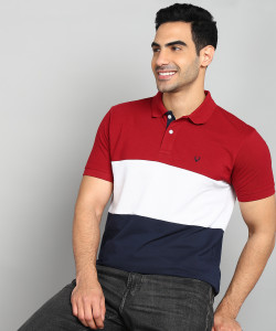 Allen Solly Colorblock Men Polo Neck White T-Shirt
