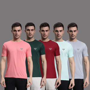 InkTees Solid Men Round Neck Multicolor T-Shirt