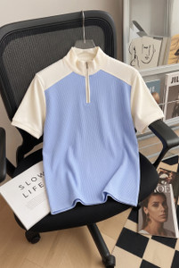 METRONAUT Colorblock Men Zip Neck Multicolor T-Shirt - Image 6