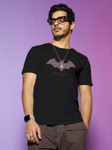 BEWAKOOF Printed Men Round Neck Black T-Shirt