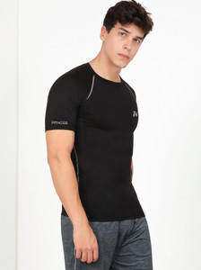 NINQ Solid Men Round Neck Black T-Shirt
