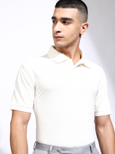 HIGHLANDER Solid Men Polo Neck White T-Shirt