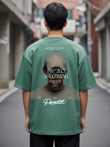 Jump Cuts Men Green White Round Neck T-Shirt - Image 6