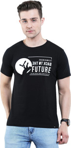 Texman Printed Men Round Neck Black T-Shirt