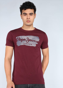 Pepe Jeans Graphic Print Men Round Neck Red T-Shirt