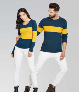 DB Fashion Colorblock Couple Round Neck Multicolor T-Shirt
