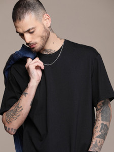 WROGN Men Black Round Neck T-Shirt - Image 6
