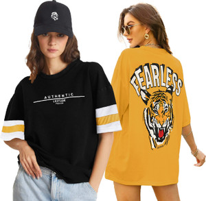 Leotude Printed Women Round Neck Multicolor T-Shirt