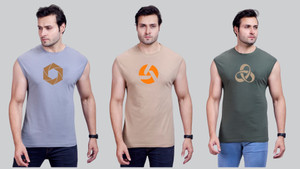 I&D Graphic Print Men Round Neck Multicolor T-Shirt