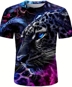 HouseOfCommon Animal Print Men Round Neck Multicolor T-Shirt