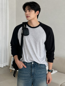 Wrodss Colorblock Men Round Neck Grey, Black T-Shirt