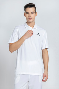ADIDAS Printed Men Polo Neck White T-Shirt