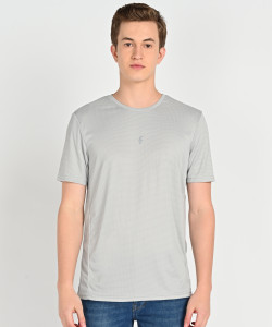 defacto Self Design Men Round Neck Grey T-Shirt