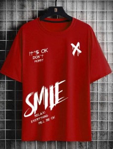 STYLOGUE Printed Men Round Neck Red T-Shirt