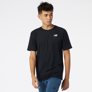 New Balance Solid Men Round Neck Black T-Shirt