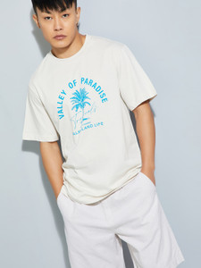 MAX Printed Men Round Neck White T-Shirt